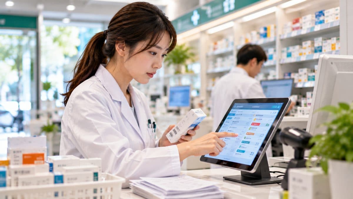 藥局藥師未來也有專用的AI Agent,協助藥師快速分析,提高用藥安全性。(圖片為新聞情境示意圖,並非實際合作藥局或系統介面的紀實照片)