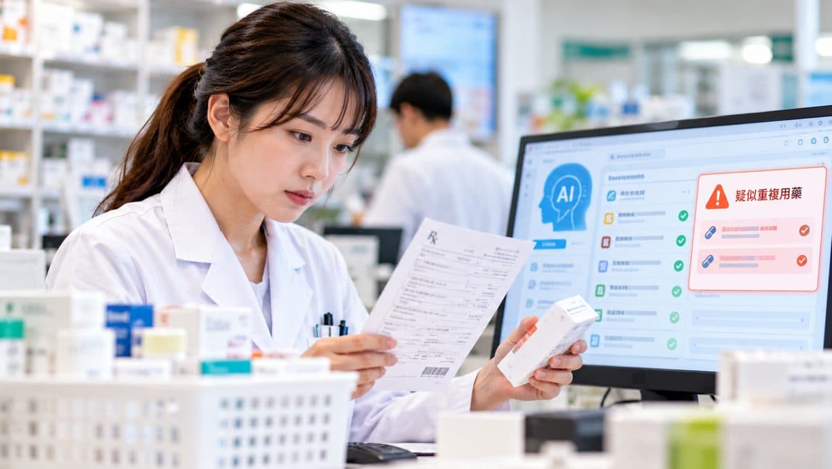 「藥事 AI Agent」協助藥師快速比對資料,避免重複用藥(圖片為新聞情境示意圖,並非實際合作藥局或系統介面的紀實照片)